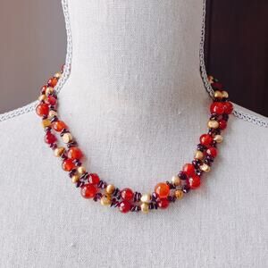 Signed Jay King DTR Carnelian Garnet Pearl Sterling Silver Double Necklace